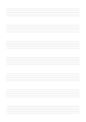Musical notation with lines on a white background. Template for teaching and recording melodies, compositions. 