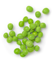 Organic Green beans isolated on a white background. Fresh pea pods. Top view. Flat lay