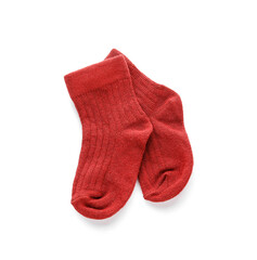 Baby socks on white background