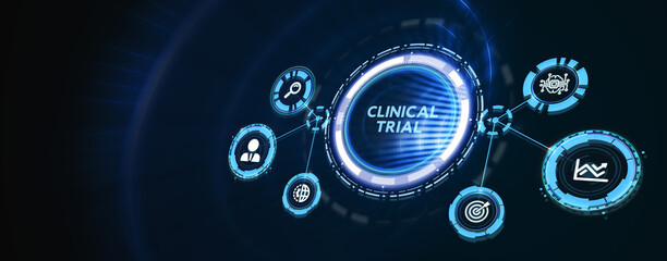 Business, Technology, Internet and network concept. virtual display: Clinical trial. 3d illustration