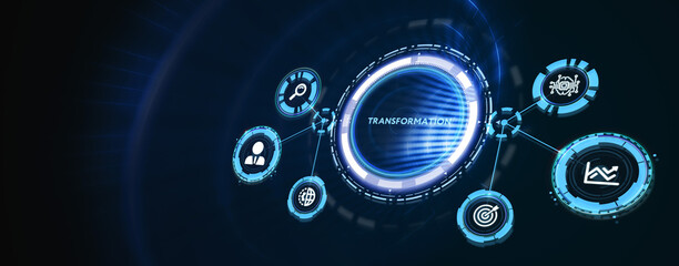 Business Transformation. Future and Innovation Internet and network concept.  3d illustration