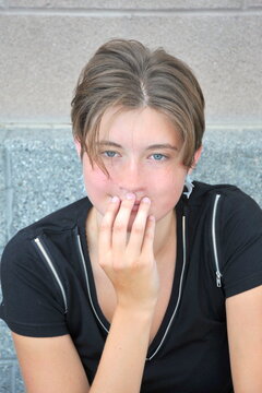 Female beauty fashion model expressions outdoors.