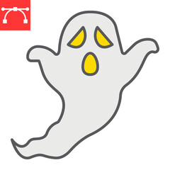 Ghost color line icon, holiday and halloween, ghost vector icon, vector graphics, editable stroke filled outline sign, eps 10.