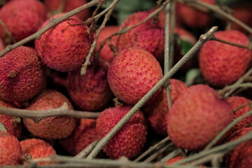 Closeup Lychee fruit (Litchi chinensis Sonn), Thai fruit Linchee  background.