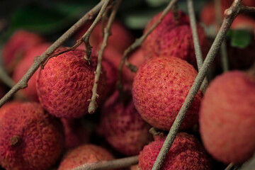 Closeup Lychee fruit (Litchi chinensis Sonn), Thai fruit Linchee  background.