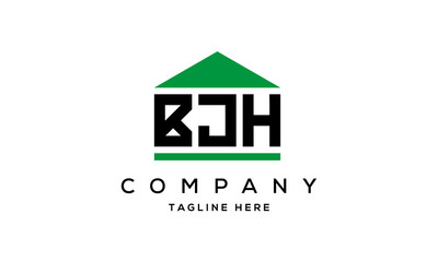BJH three letters house for real estate logo design