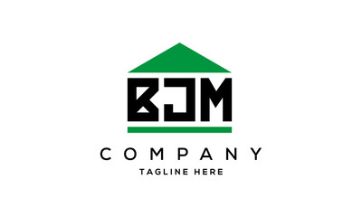BJM three letters house for real estate logo design