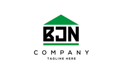 BJN three letters house for real estate logo design
