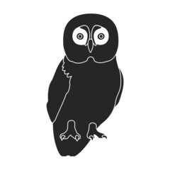 Owl bird black vector illustration of icon. .Vector icon of animal owl. Isolated black illustration of bird animal on white background.