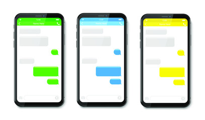 Smart Phone set chatting sms template bubbles. Place your own text to the message clouds. Compose dialogues using samples bubbles.