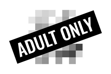 Censored pixel sign flat style design vector illustration concept isolated on white background. Grayscale pixelated censorship square with text adulr only for prohibition forbidden content.