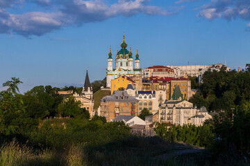 Fototapeta na wymiar Beautiful view of St. Andrew's Church in Kyiv. Ukraine 