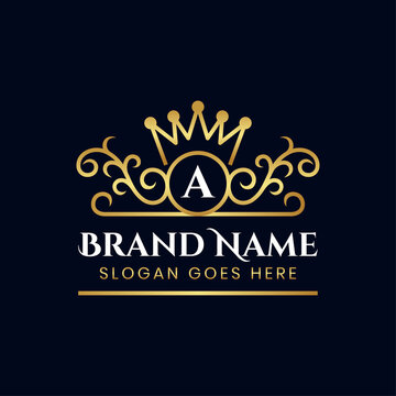 elegant luxury ornament with initial letter and crown design for your royal brand logo template