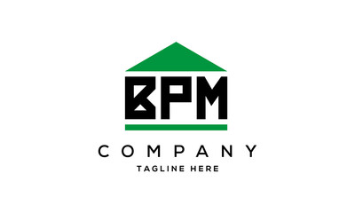 BPM three letters house for real estate logo design