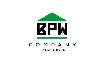 BPW three letters house for real estate logo design