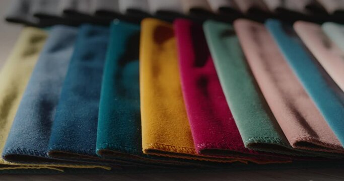 Samples of multi-colored fabric - palitka for choosing a material for upholstery of furniture, sewing clothes and curtains