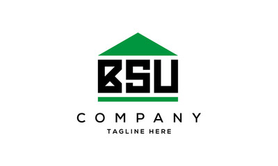 BSU three letters house for real estate logo design