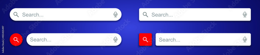 Aufkleber search bar vector element design, set of modern search box templates. vector illustration