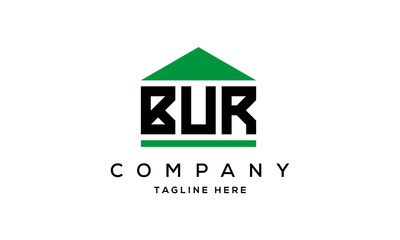 BUR three letters house for real estate logo design
