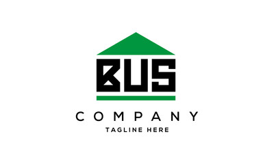 BUS three letters house for real estate logo design
