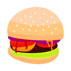 Burger hand drawn vector. Fast food on a white background