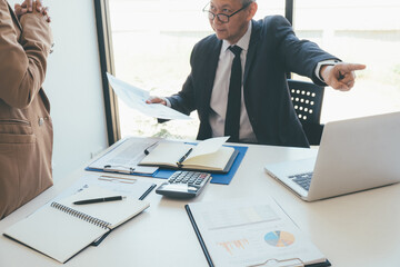 Business Manager blaming employee who getting stressed ,bad work, emotional pressure, mistake in...
