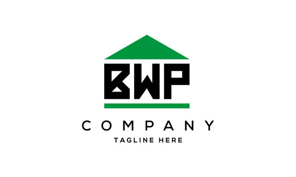 BWP three letters house for real estate logo design