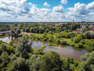 Fototapeta na wymiar The small town of Burzenin is located on the Warta River. 