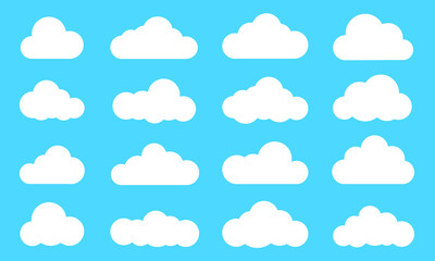 Cloud collection, cloud set shapes icons. Vector Illustration.
