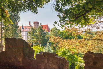 view of the Kotnov castle tower from the observation point, Tabor, Czech republic