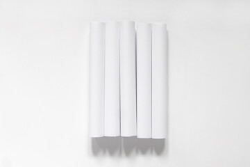 Curled white paper mockup. Rolled paper. 