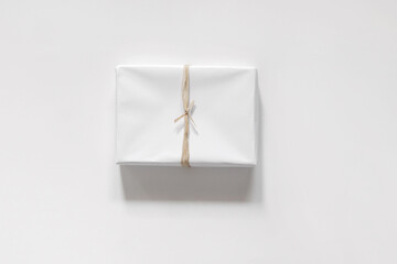 White wrapping paper gift box mockup