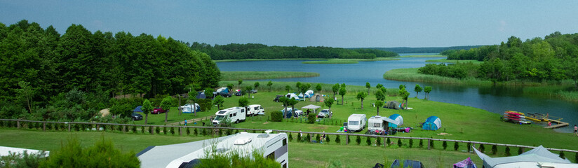 Camping site on the lake shore