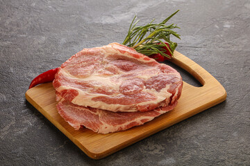 Raw pork meat neck steak
