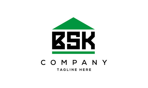 BSK three letters house for real estate logo design