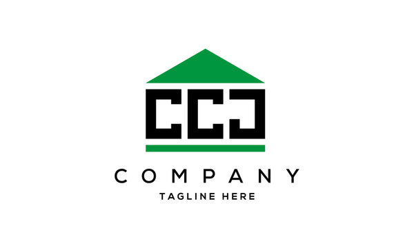 CCJ three letters house for real estate logo design