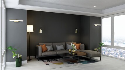 modern office lobby waiting room for company logo mockup