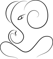Ganesh side face in black and white line art