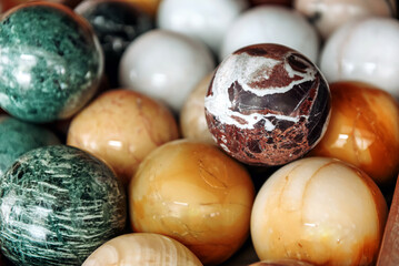 Heap of colorful marble balls