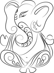 Ganesh in black and white line art