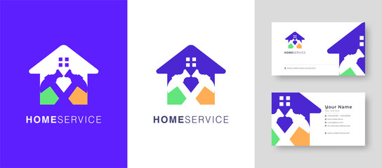 Real estate home Logo, Fix house or village Vector Logo Design suitable for architecture, handyman, bricolage, repairman company with Premium Business Card Vector illustration