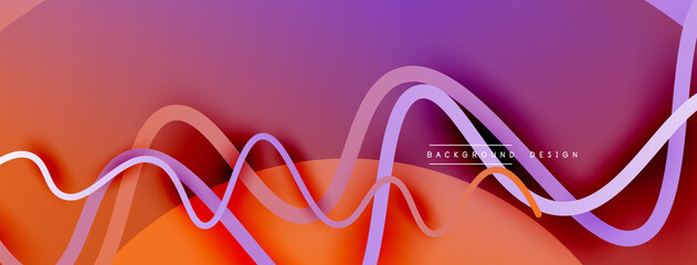 Abstract gradient background with wave line with shadow effect. Geometric composition. 3D shadow effects and fluid gradients