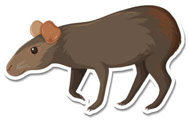 A sticker template of black capybara cartoon character