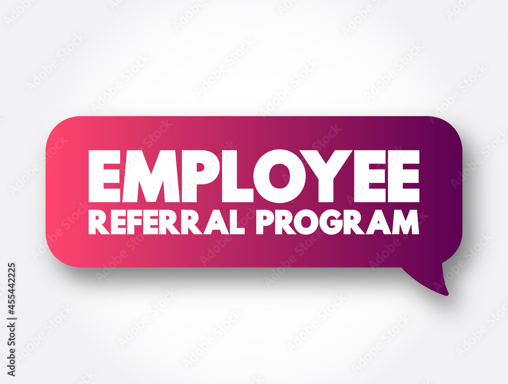 Poster employee referral program text message bubble, concept background