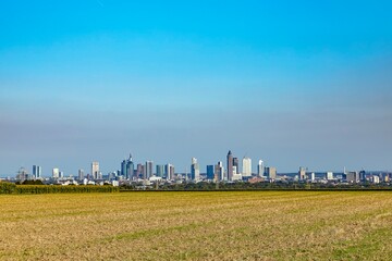 Fototapeta na wymiar panoramic view of skyline of Frankfurt