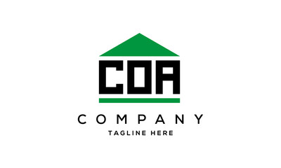 COA three letter house for real estate logo design vector