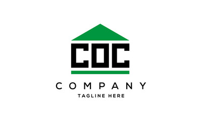 COC three letter house for real estate logo design vector