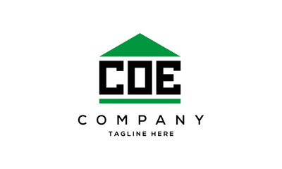 COE three letter house for real estate logo design vector