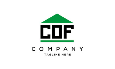 COF three letter house for real estate logo design vector