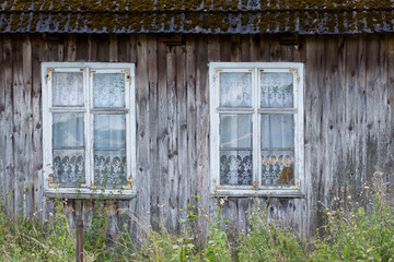 Fototapeta na wymiar Old, wooden, traditional, country house, fragment.